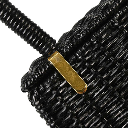 Salvatore Ferragamo Black Rattan Gancini Handbag