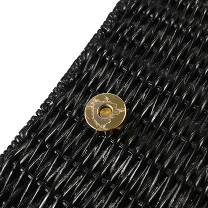 Salvatore Ferragamo Black Rattan Gancini Handbag