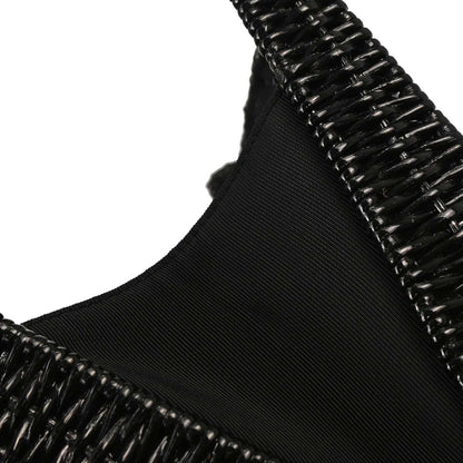 Salvatore Ferragamo Black Rattan Gancini Handbag