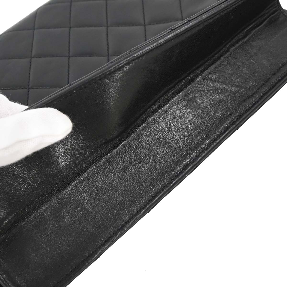 Chanel 1994-1996 Black Lambskin Pushlock Medium Half Flap Shoulder Bag