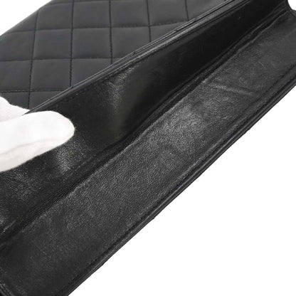 Chanel 1994-1996 Black Lambskin Pushlock Medium Half Flap Shoulder Bag