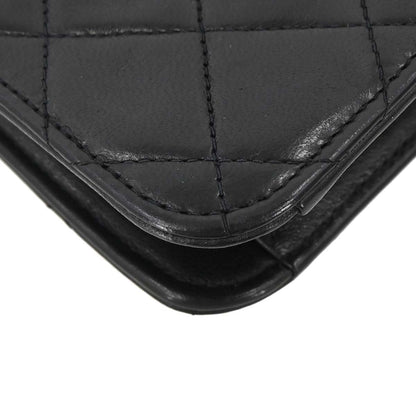 Chanel 1994-1996 Black Lambskin Pushlock Medium Half Flap Shoulder Bag