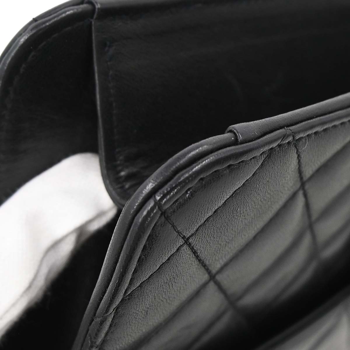 Chanel 1994-1996 Black Lambskin Pushlock Medium Half Flap Shoulder Bag