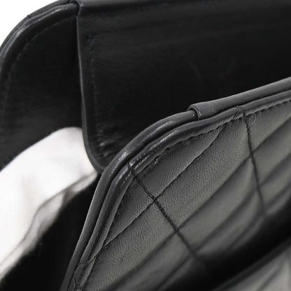 Chanel 1994-1996 Black Lambskin Pushlock Medium Half Flap Shoulder Bag