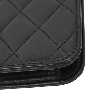 Chanel 1994-1996 Black Lambskin Pushlock Medium Half Flap Shoulder Bag
