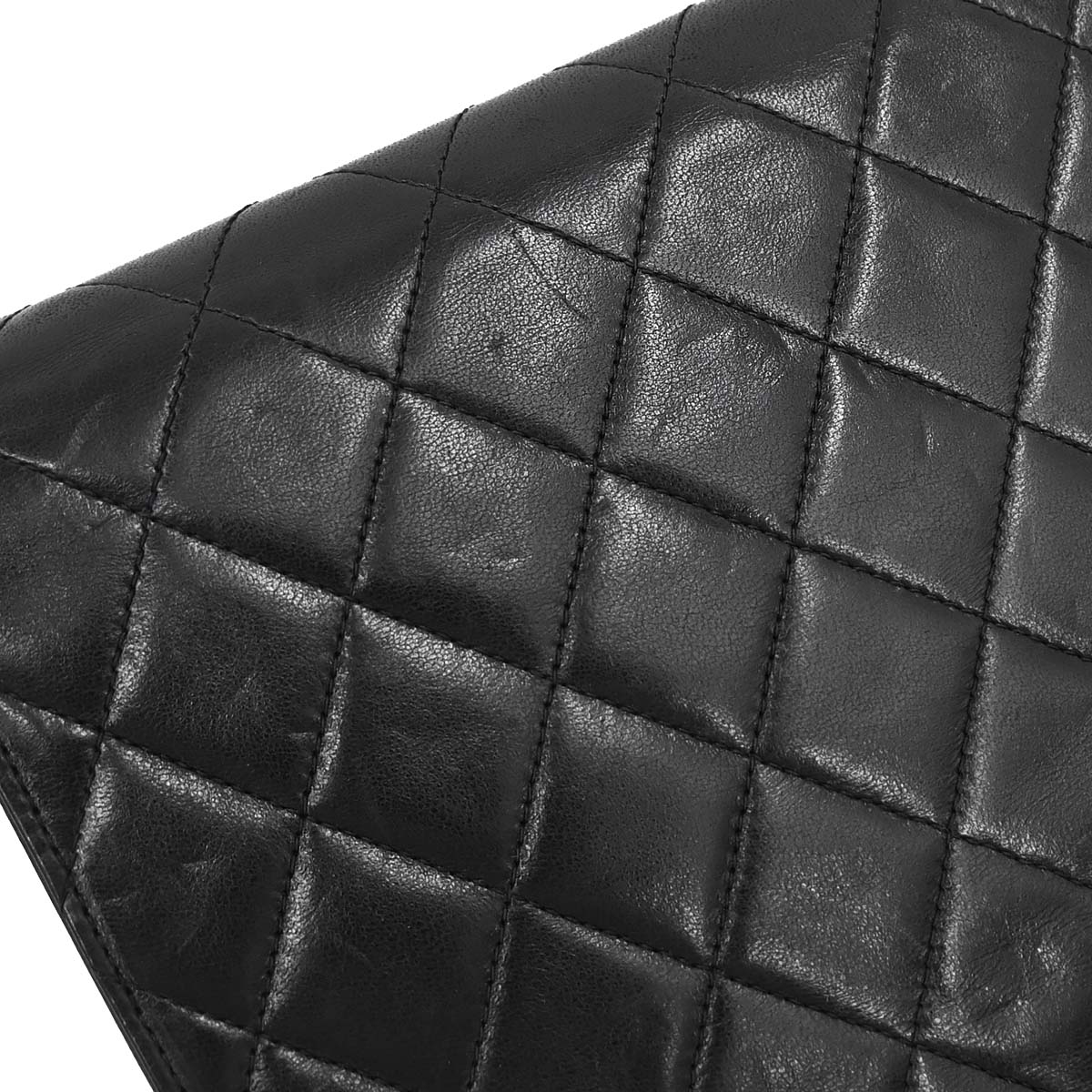 Chanel 1994-1996 Black Lambskin Pushlock Medium Half Flap Shoulder Bag