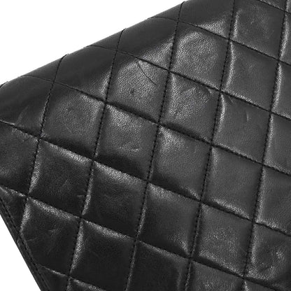 Chanel 1994-1996 Black Lambskin Pushlock Medium Half Flap Shoulder Bag