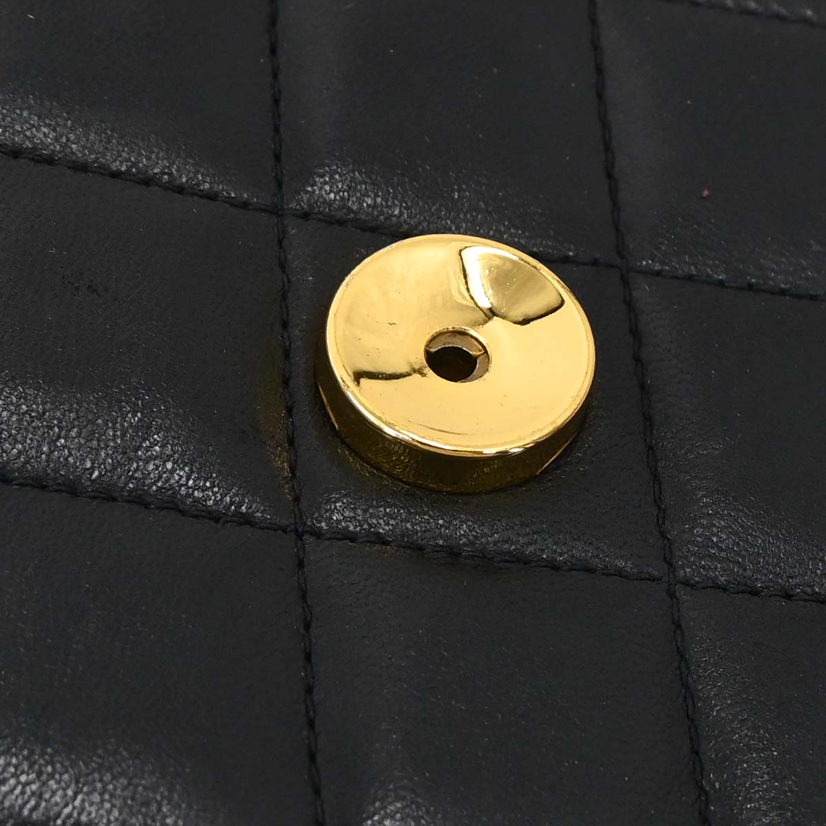 Chanel 1994-1996 Black Lambskin Pushlock Medium Half Flap Shoulder Bag