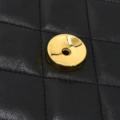 Chanel 1994-1996 Black Lambskin Pushlock Medium Half Flap Shoulder Bag