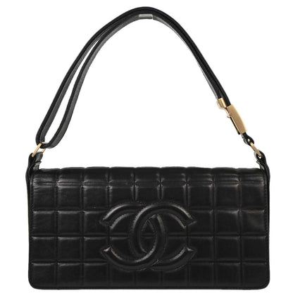 Chanel 2002-2003 Black Lambskin Choco Bar Shoulder Bag