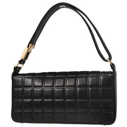 Chanel 2002-2003 Black Lambskin Choco Bar Shoulder Bag
