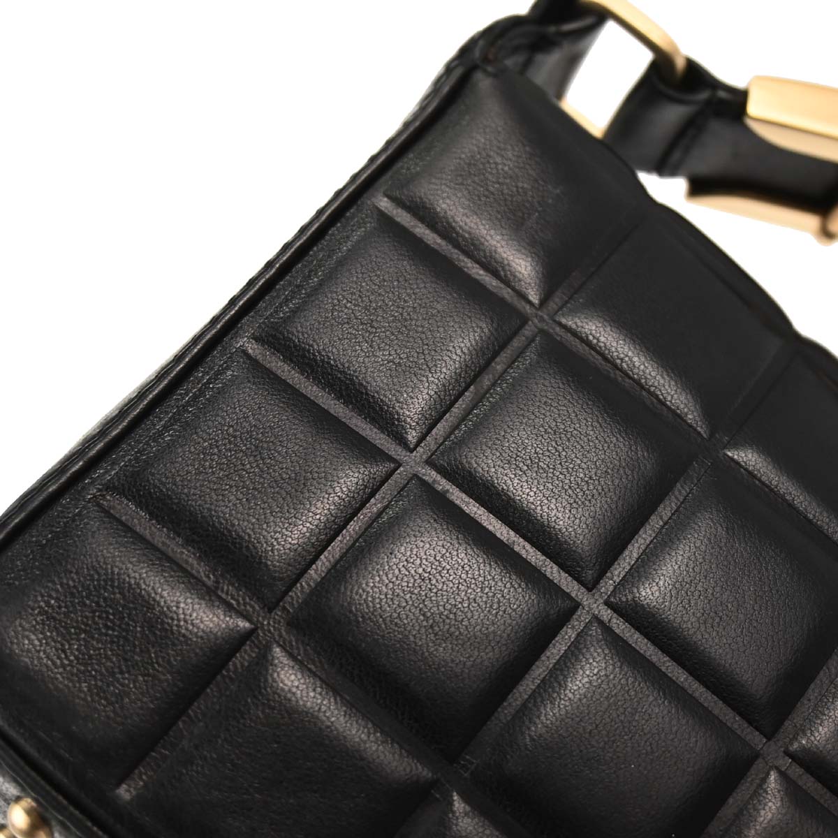 Chanel 2002-2003 Black Lambskin Choco Bar Shoulder Bag