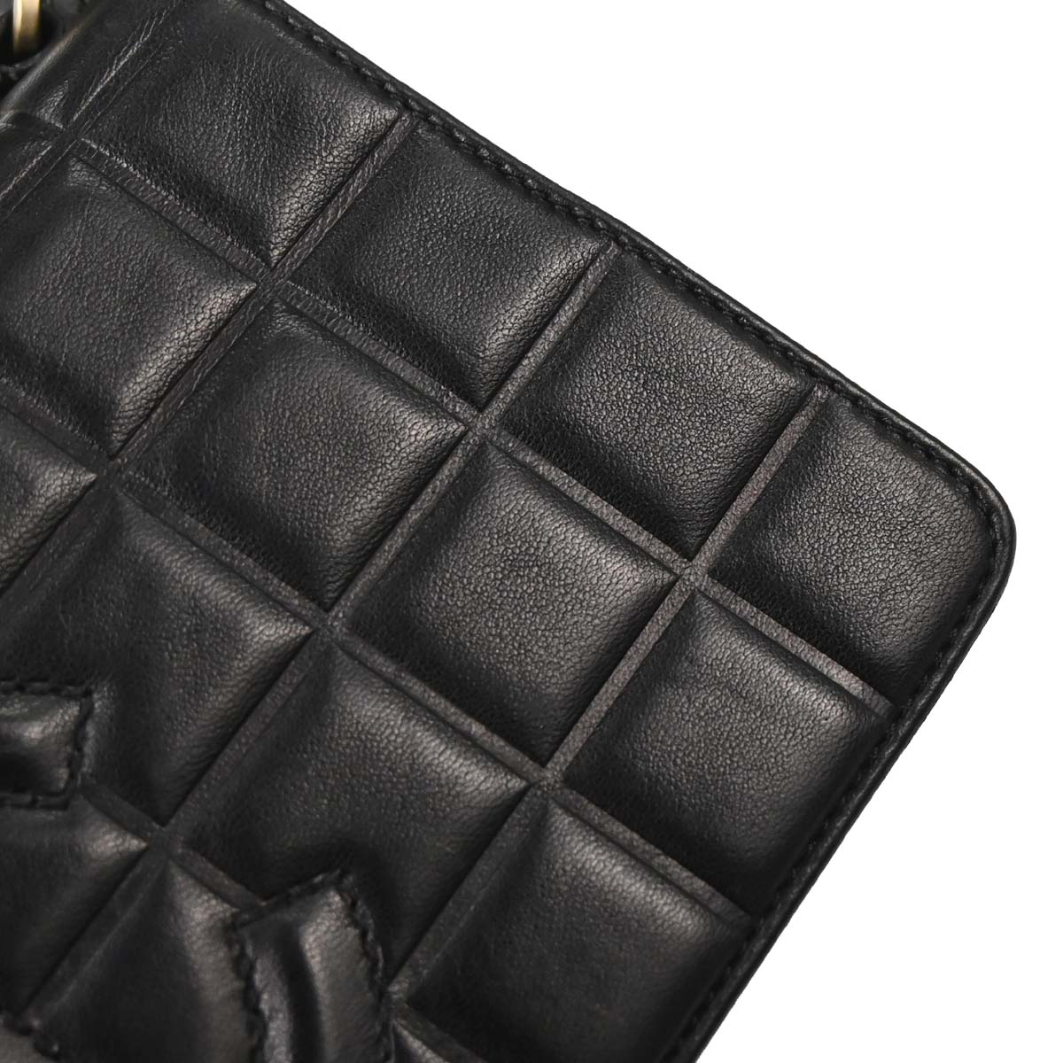 Chanel 2002-2003 Black Lambskin Choco Bar Shoulder Bag