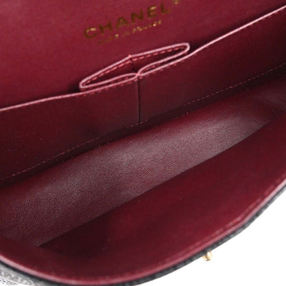 Chanel 2017-2018 Black Caviar Skin Medium Classic Double Flap Shoulder Bag