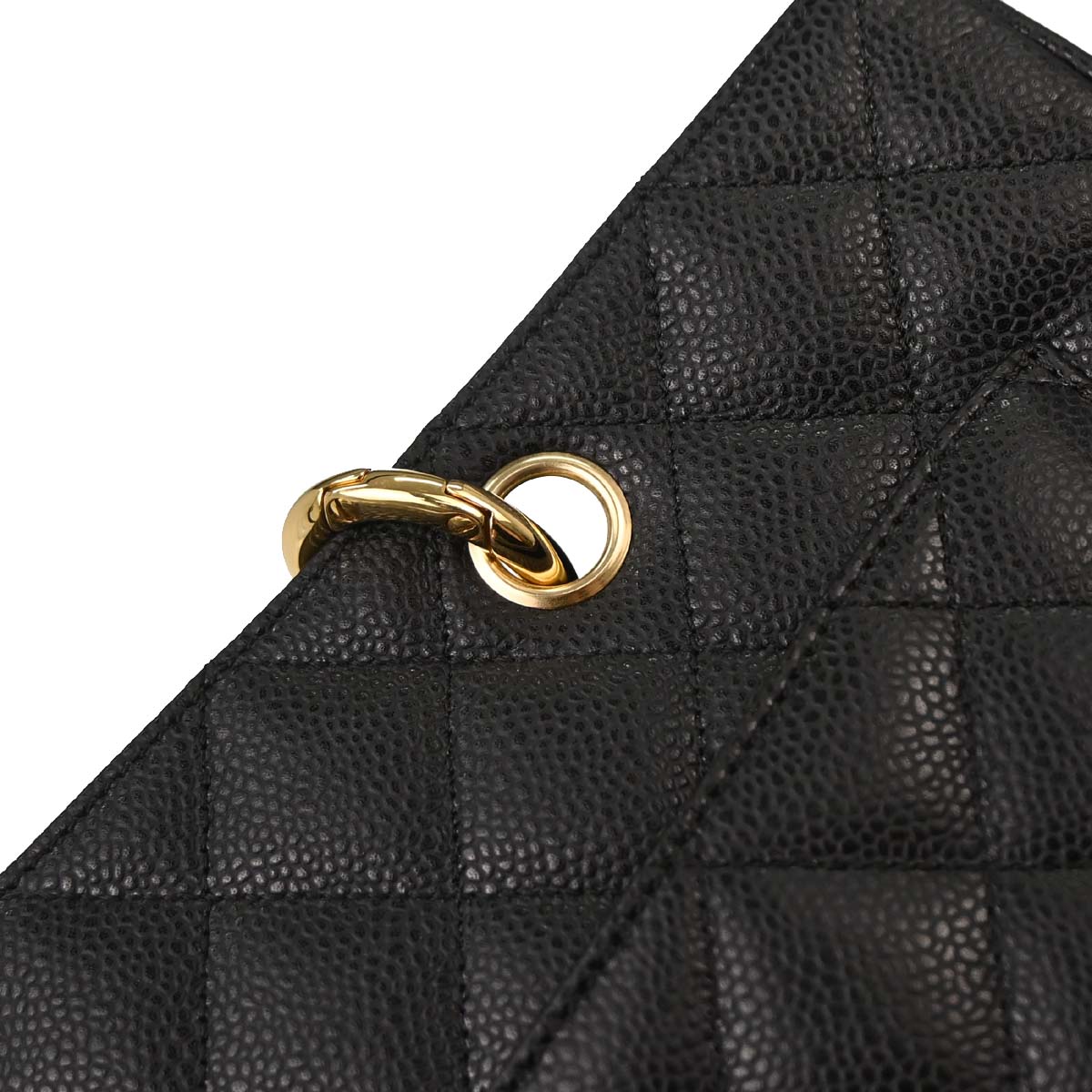 Chanel Black Caviar Skin Grand Shopping Tote GST Chain Handbag