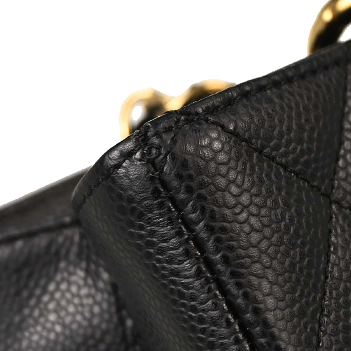 Chanel Black Caviar Skin Grand Shopping Tote GST Chain Handbag