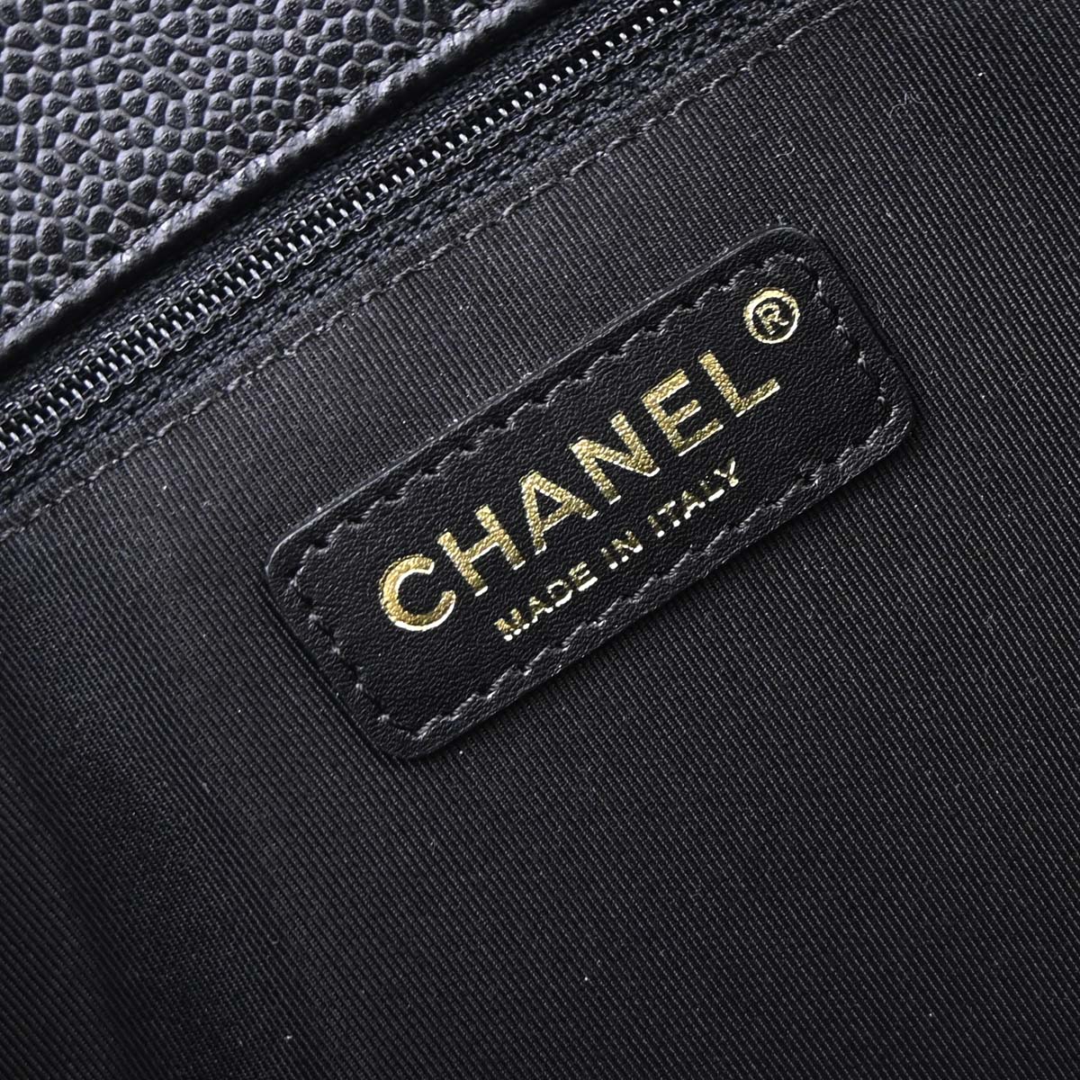 Chanel Black Caviar Skin Grand Shopping Tote GST Chain Handbag
