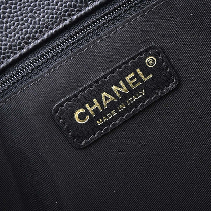 Chanel Black Caviar Skin Grand Shopping Tote GST Chain Handbag