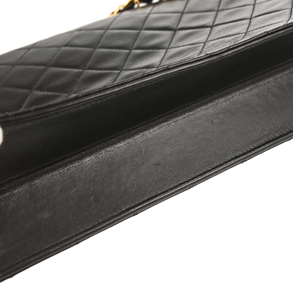 Chanel Black Lambskin Pushlock Medium Half Flap Shoulder Bag