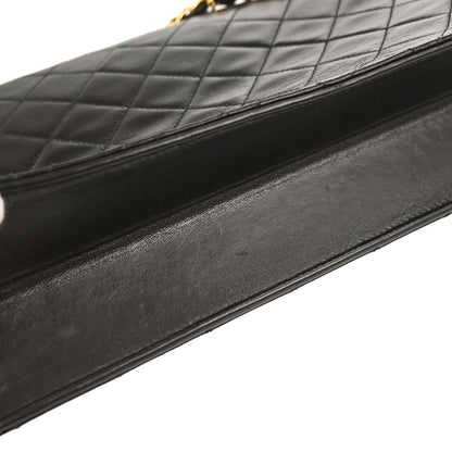 Chanel Black Lambskin Pushlock Medium Half Flap Shoulder Bag