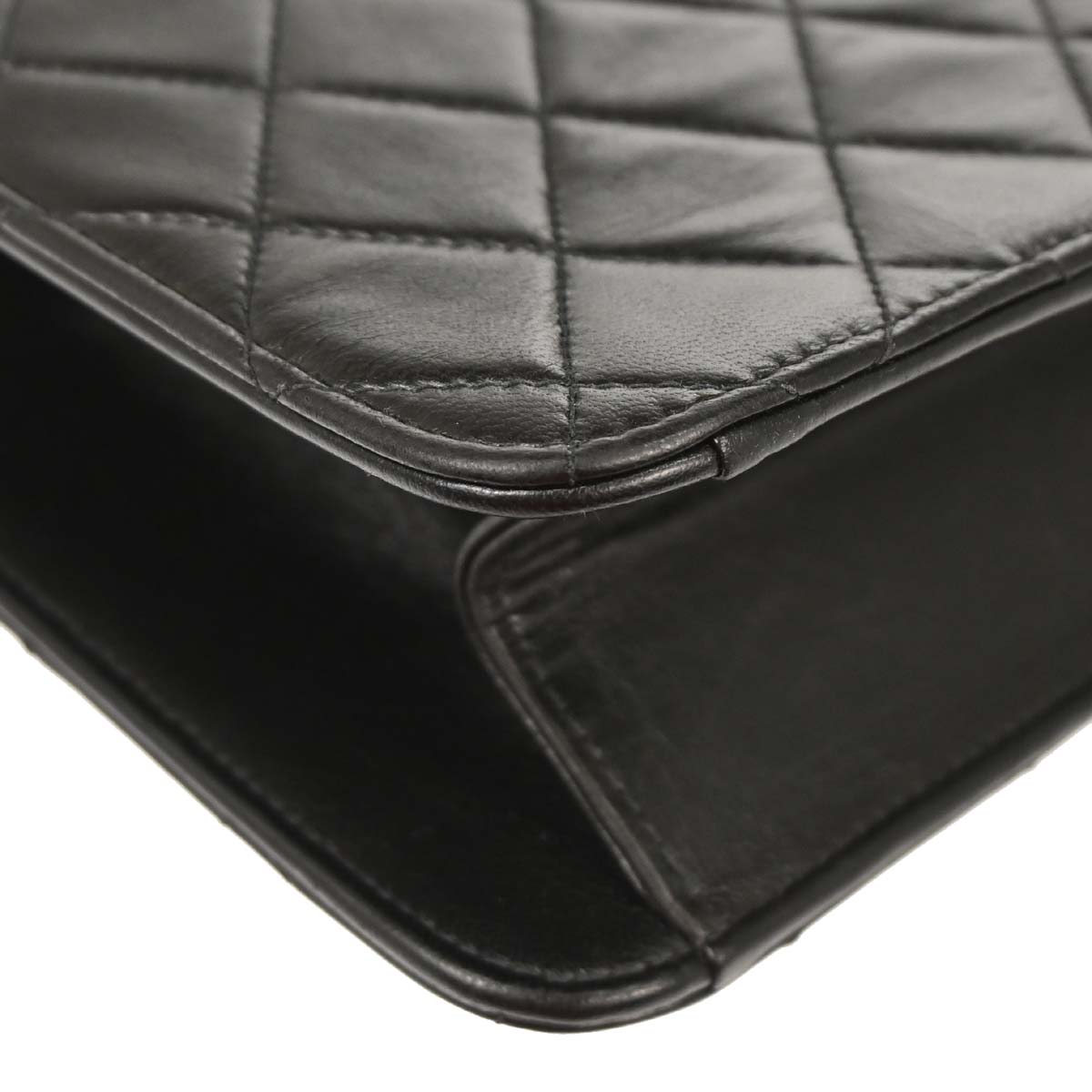 Chanel Black Lambskin Pushlock Medium Half Flap Shoulder Bag