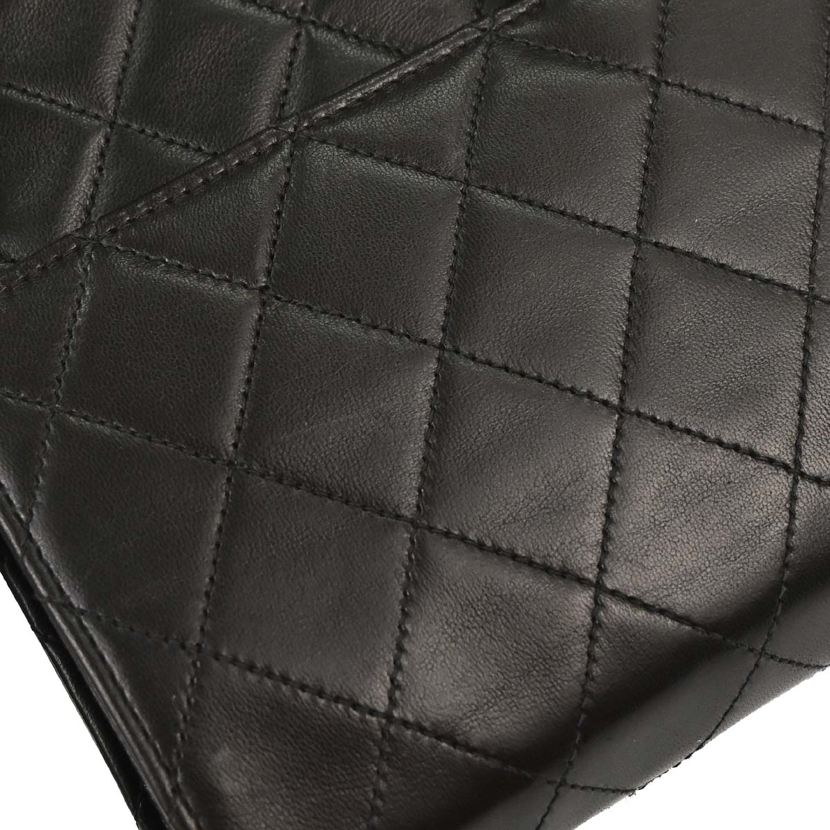 Chanel Black Lambskin Pushlock Medium Half Flap Shoulder Bag