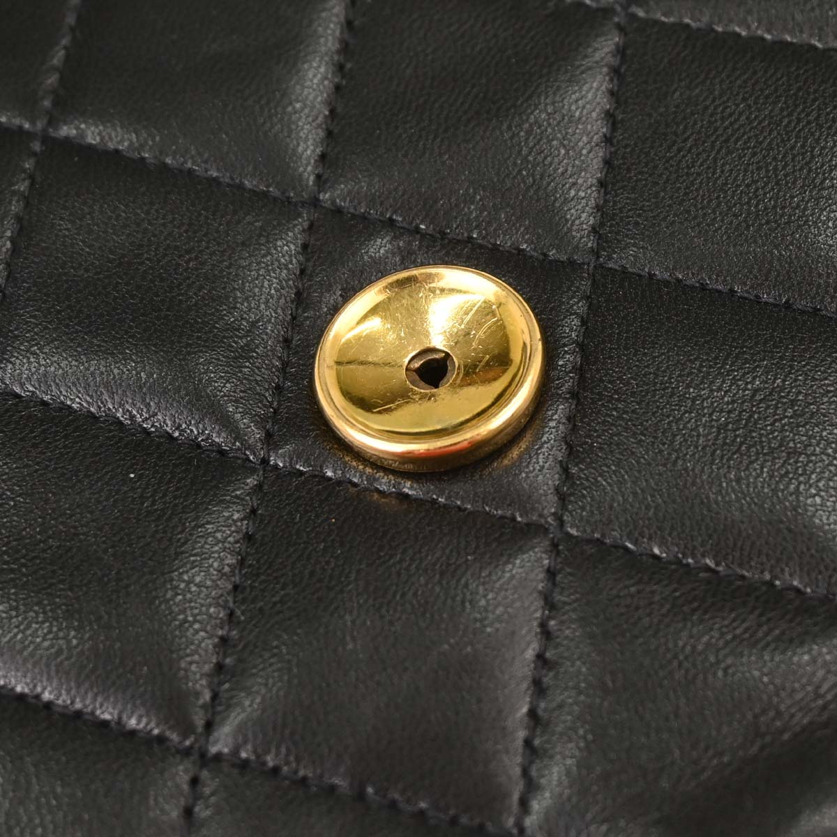 Chanel Black Lambskin Pushlock Medium Half Flap Shoulder Bag