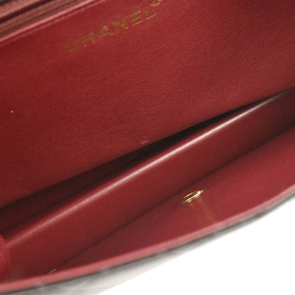 Chanel Black Lambskin Pushlock Medium Half Flap Shoulder Bag