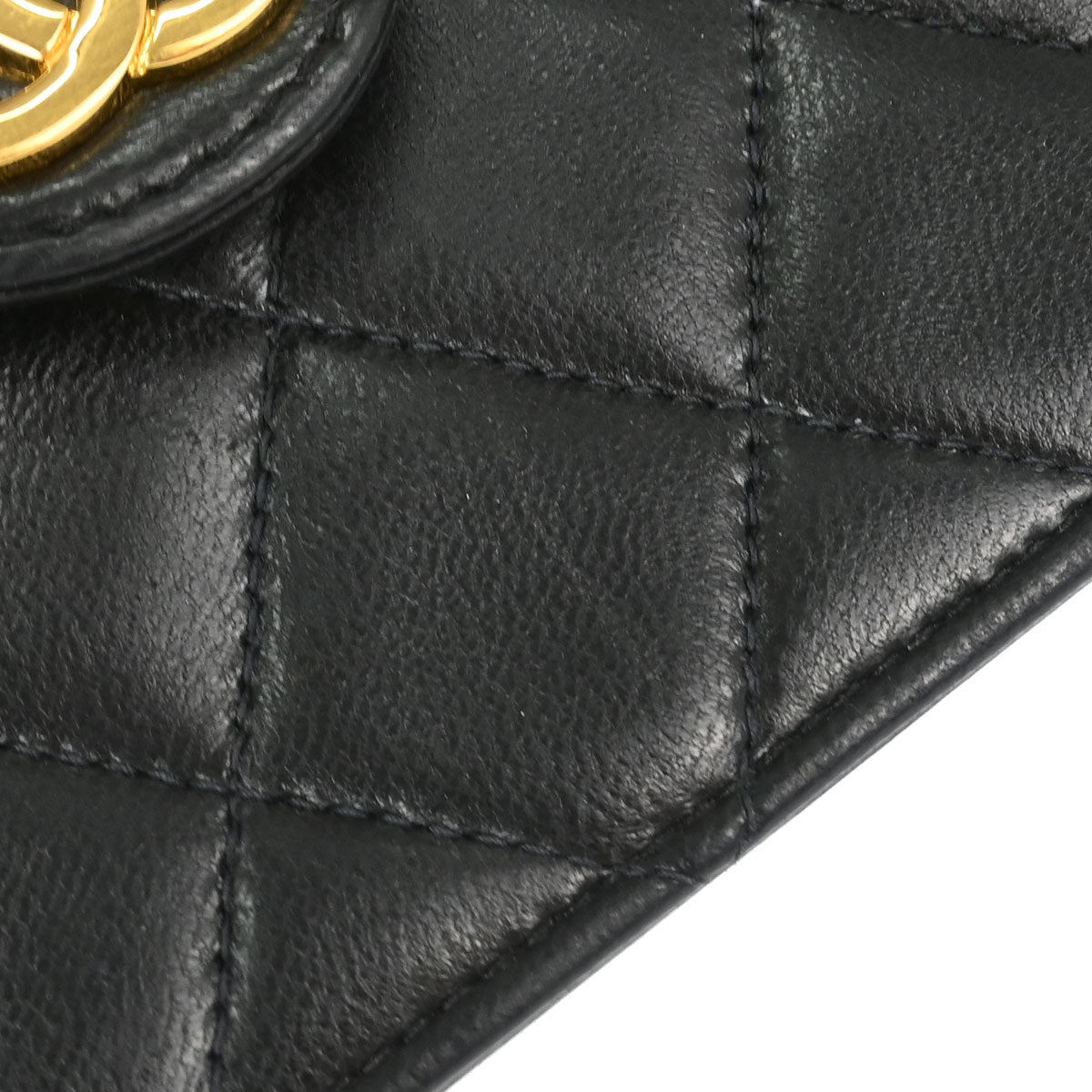 Chanel 1991-1994 Black Lambskin Pushlock Small Half Flap Shoulder Bag