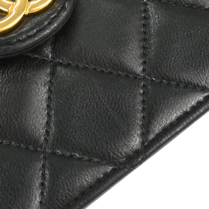 Chanel 1991-1994 Black Lambskin Pushlock Small Half Flap Shoulder Bag