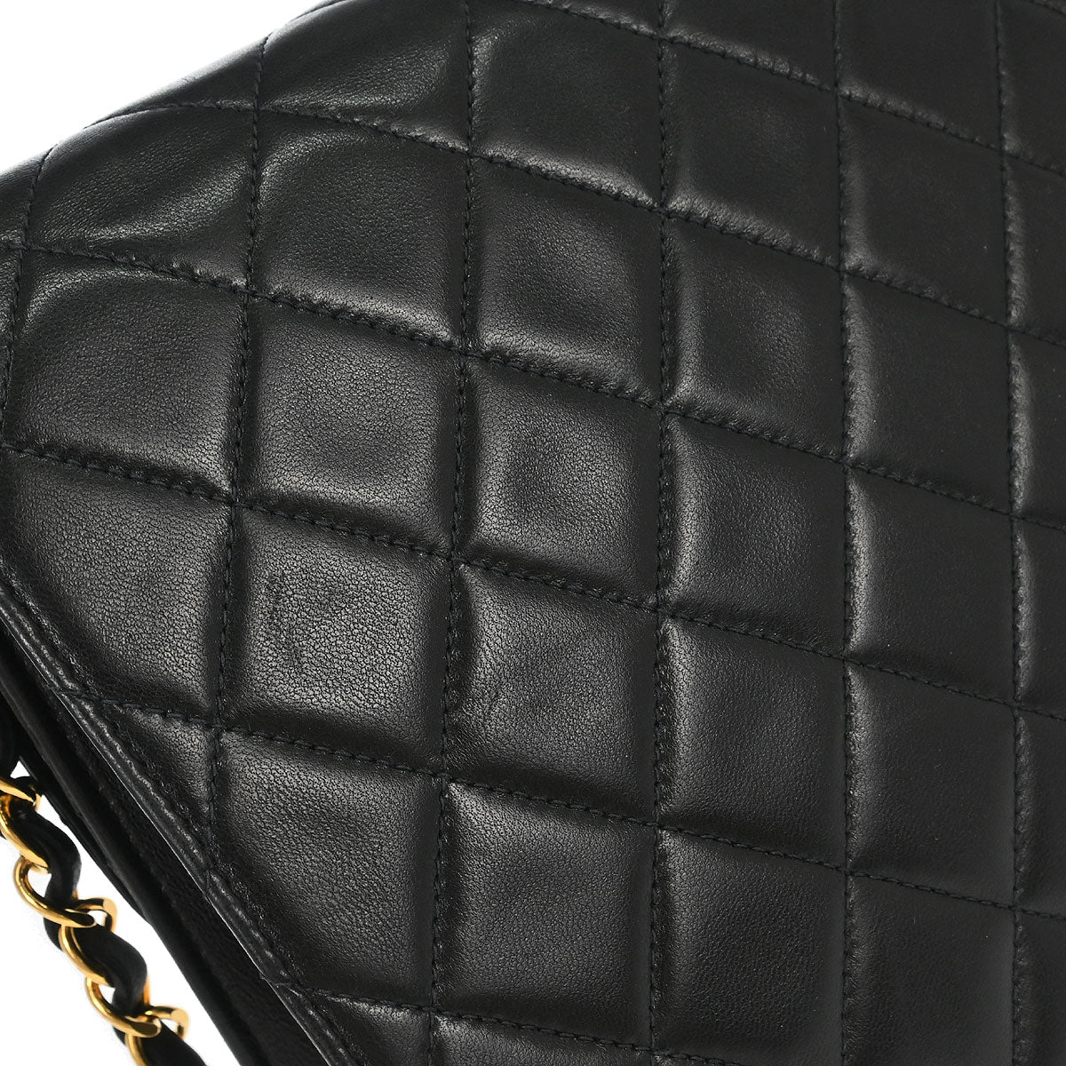 Chanel 1991-1994 Black Lambskin Pushlock Small Half Flap Shoulder Bag
