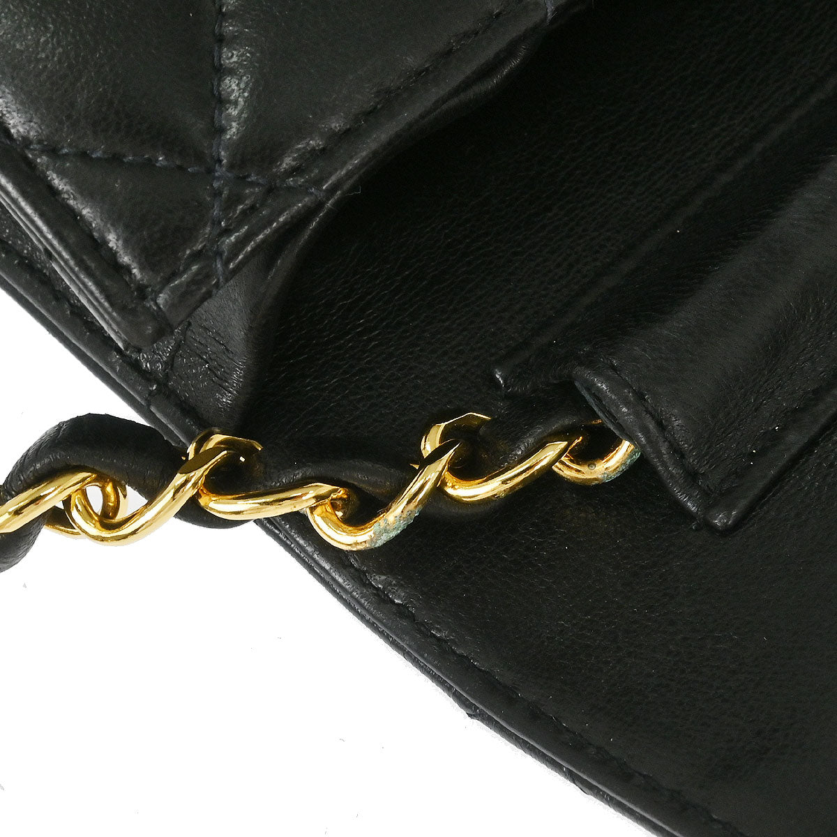 Chanel 1991-1994 Black Lambskin Pushlock Small Half Flap Shoulder Bag