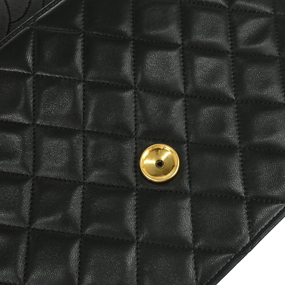 Chanel 1991-1994 Black Lambskin Pushlock Small Half Flap Shoulder Bag