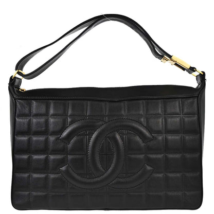 Chanel 2003-2004 Black Lambskin Choco Bar Shoulder Bag