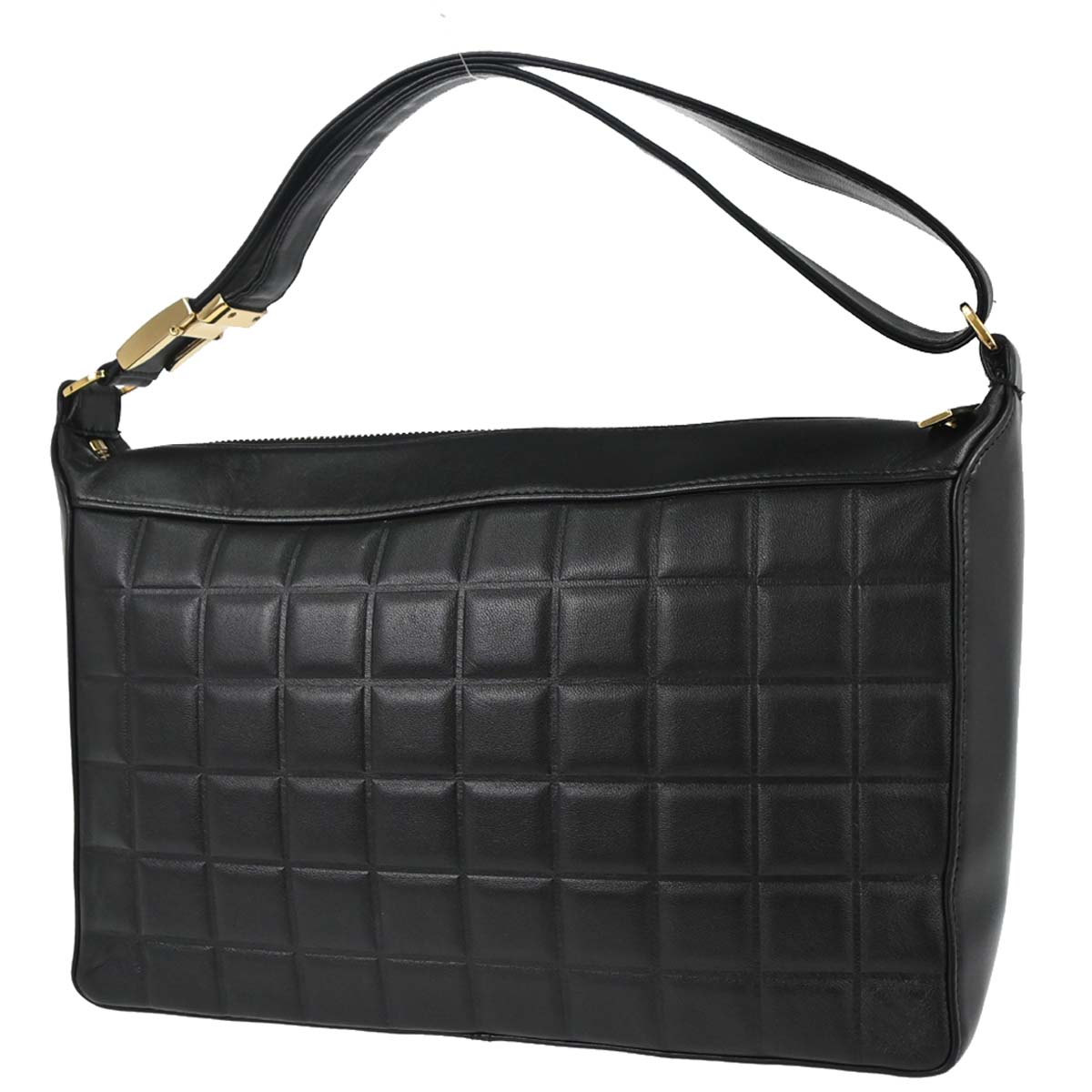 Chanel 2003-2004 Black Lambskin Choco Bar Shoulder Bag