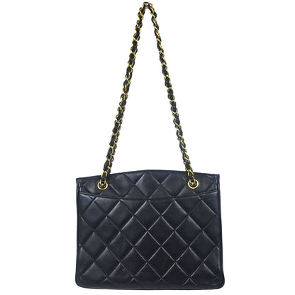 Chanel 1994-1996 Navy Lambskin Chain Tote Shoulder Bag