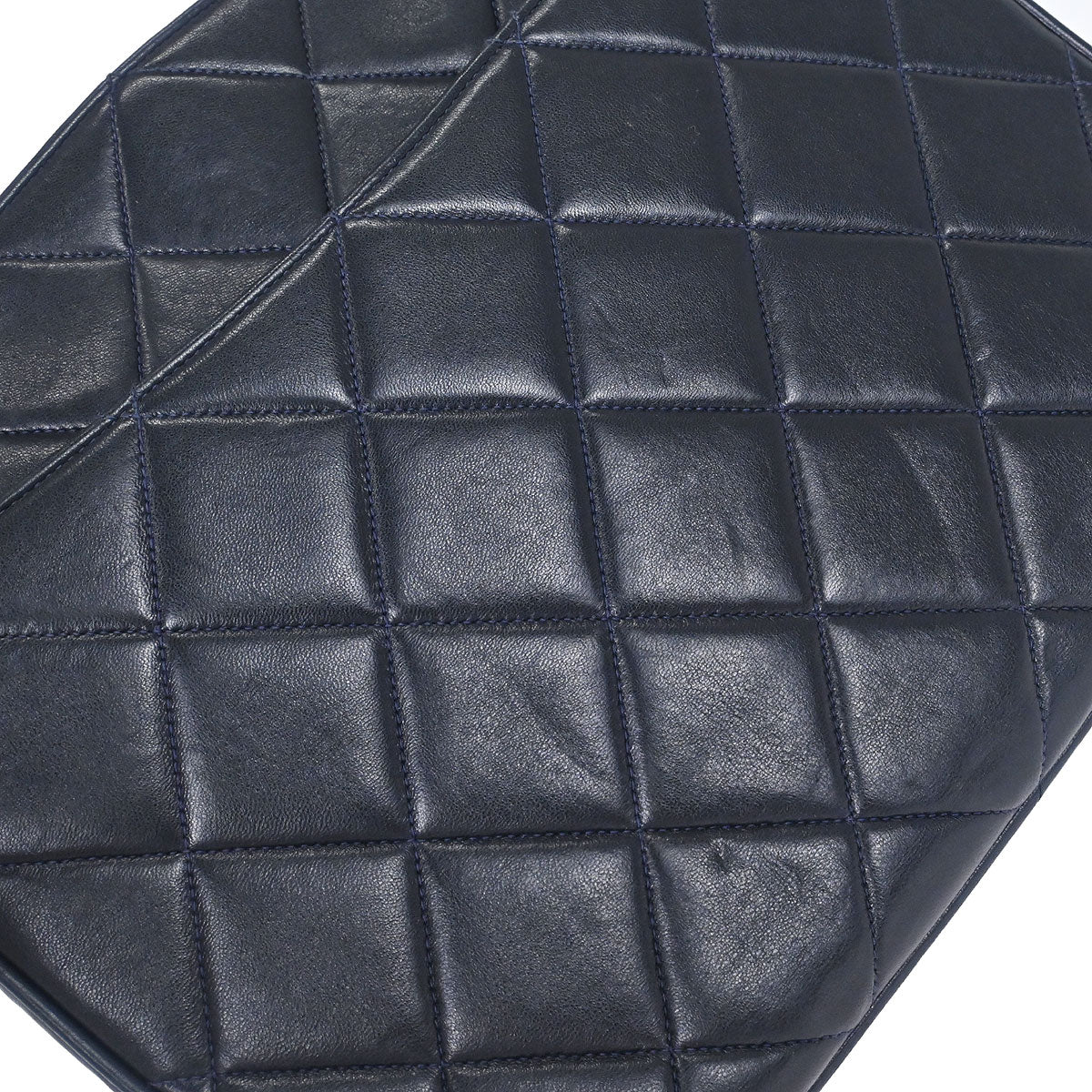 Chanel 1994-1996 Navy Lambskin Chain Tote Shoulder Bag
