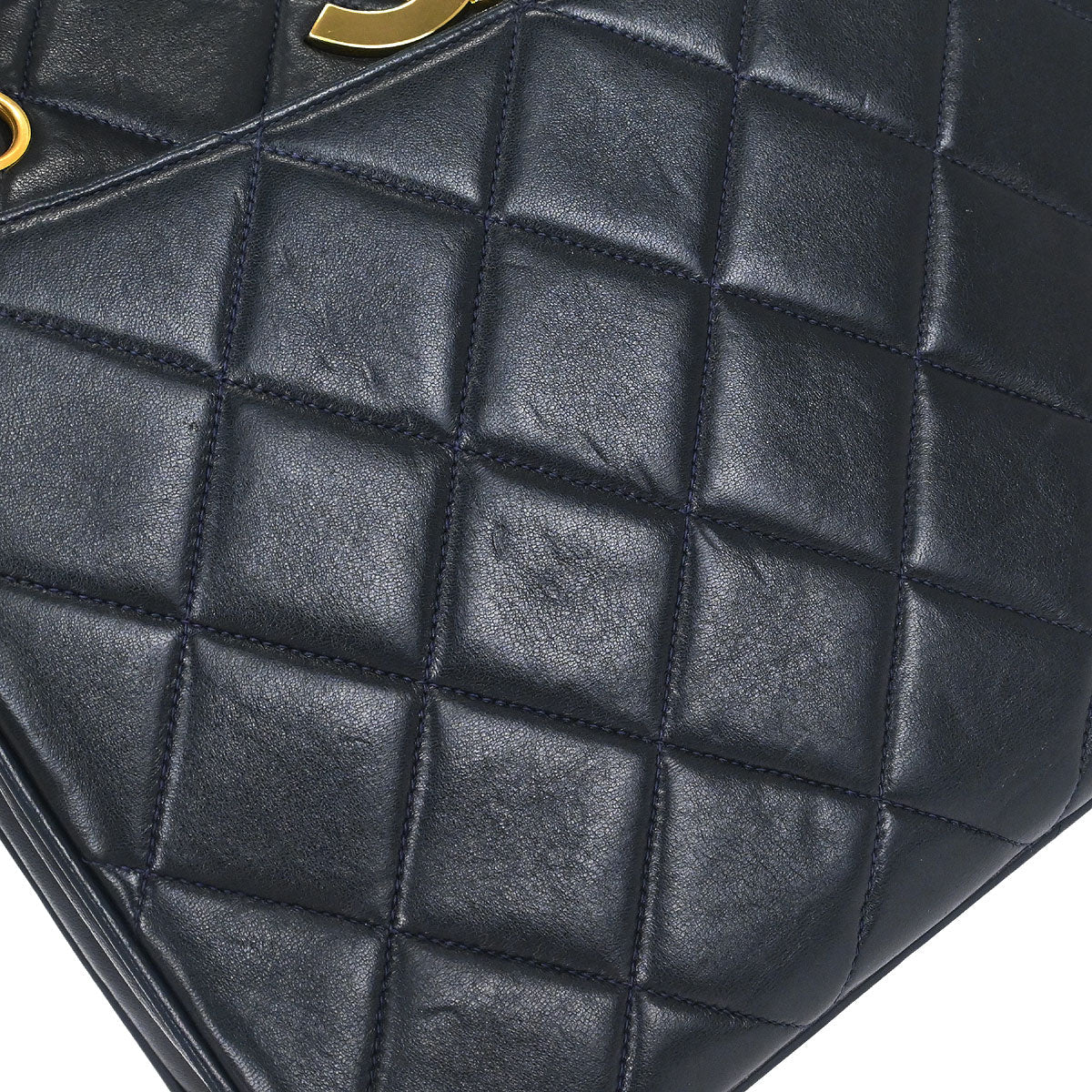 Chanel 1994-1996 Navy Lambskin Chain Tote Shoulder Bag