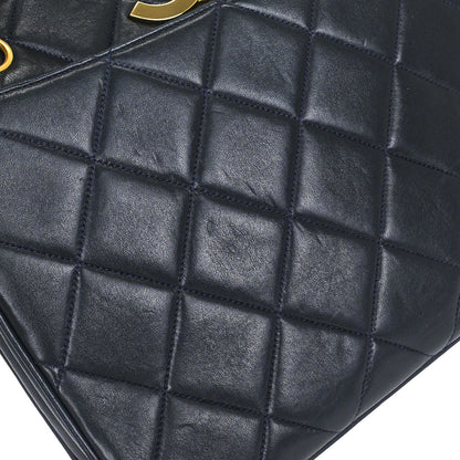 Chanel 1994-1996 Navy Lambskin Chain Tote Shoulder Bag