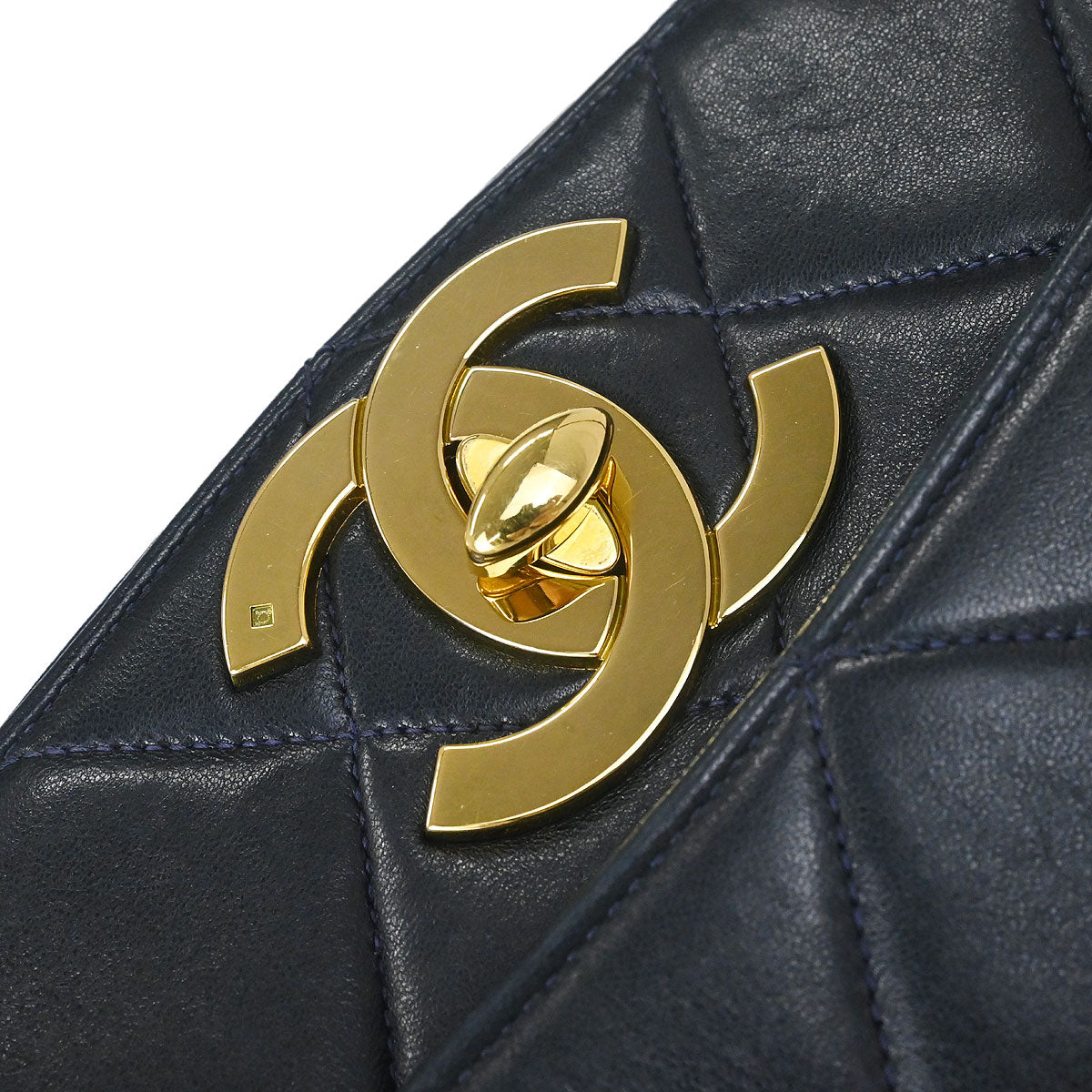 Chanel 1994-1996 Navy Lambskin Chain Tote Shoulder Bag
