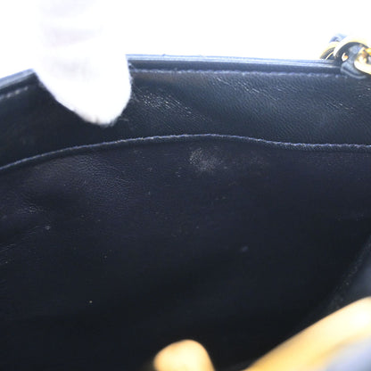 Chanel 1994-1996 Navy Lambskin Chain Tote Shoulder Bag