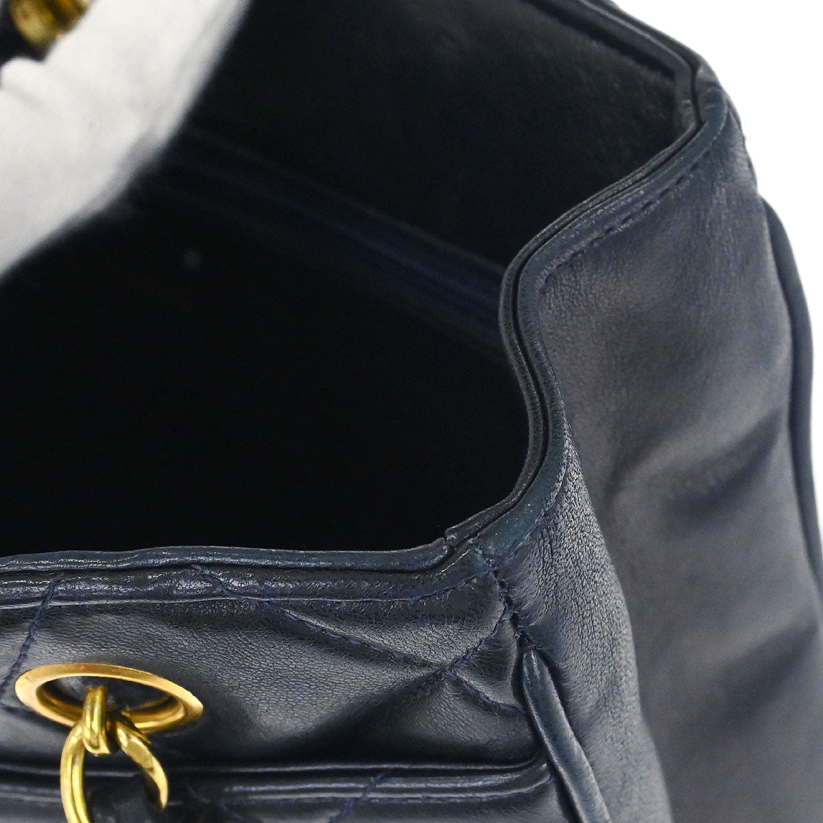Chanel 1994-1996 Navy Lambskin Chain Tote Shoulder Bag
