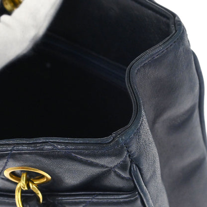 Chanel 1994-1996 Navy Lambskin Chain Tote Shoulder Bag