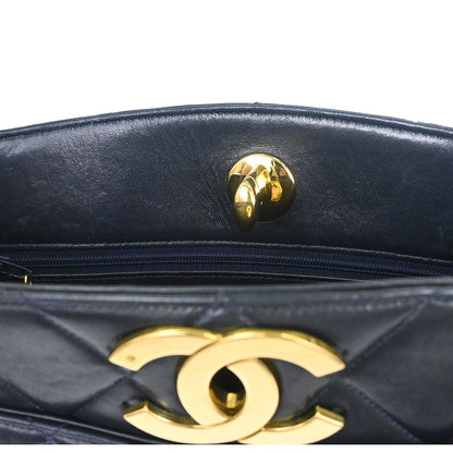 Chanel 1994-1996 Navy Lambskin Chain Tote Shoulder Bag