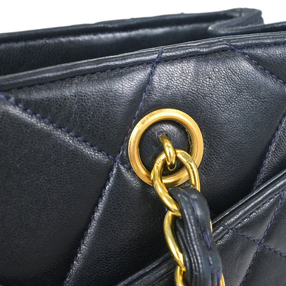 Chanel 1994-1996 Navy Lambskin Chain Tote Shoulder Bag