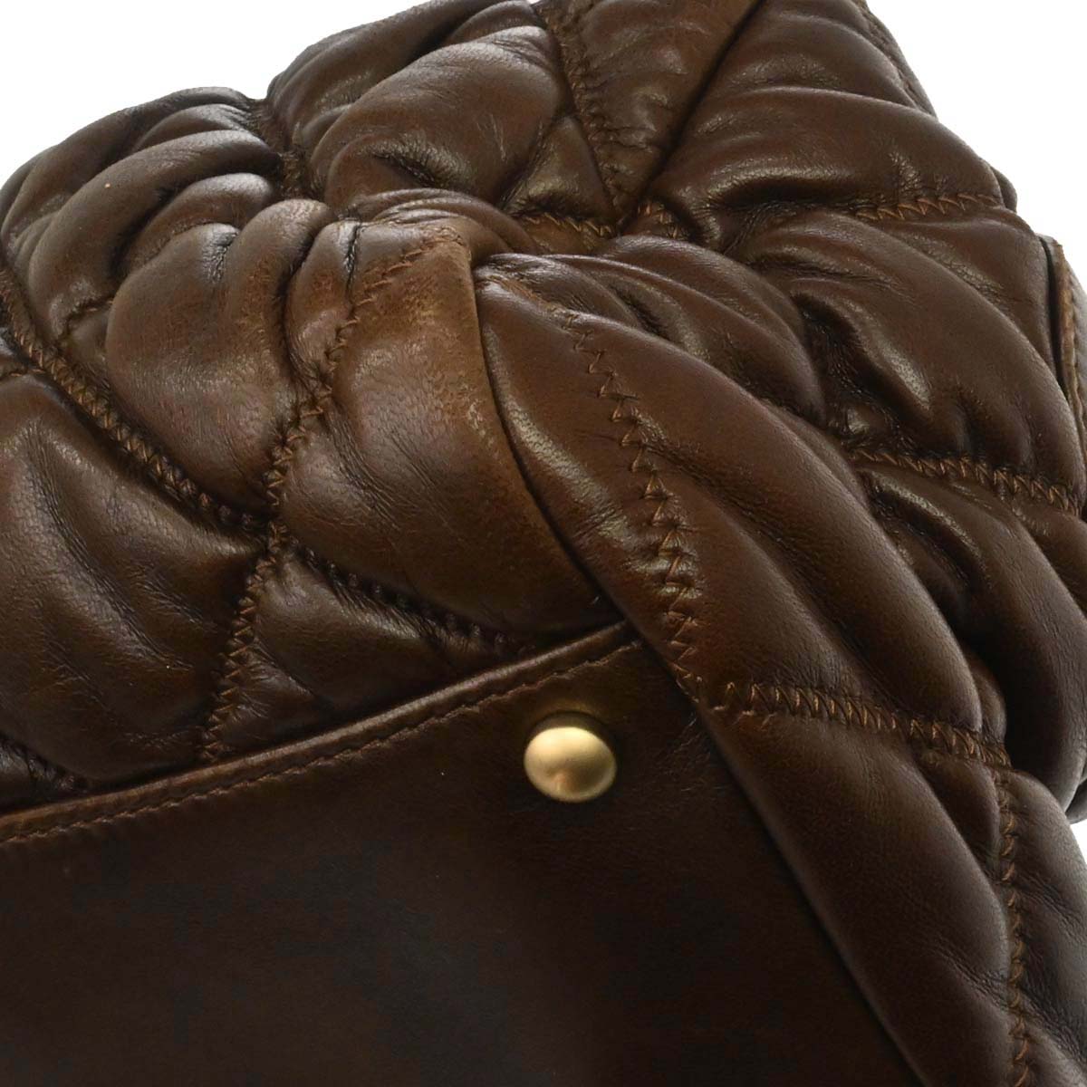 Chanel Brown Lambskin Bubble Quilt Handbag