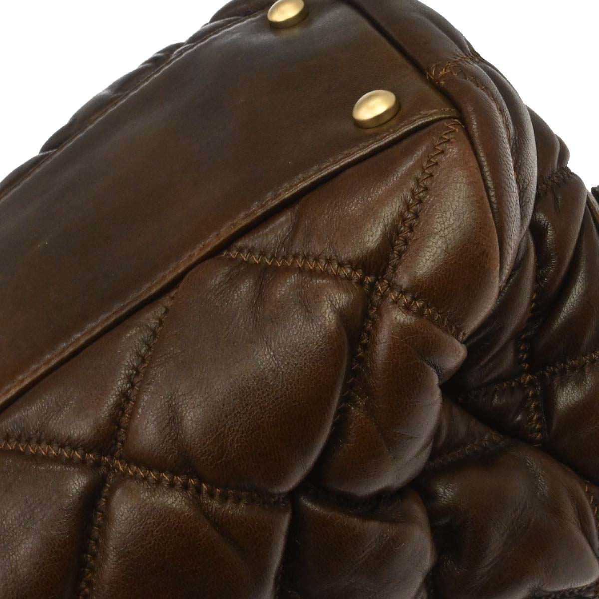 Chanel Brown Lambskin Bubble Quilt Handbag