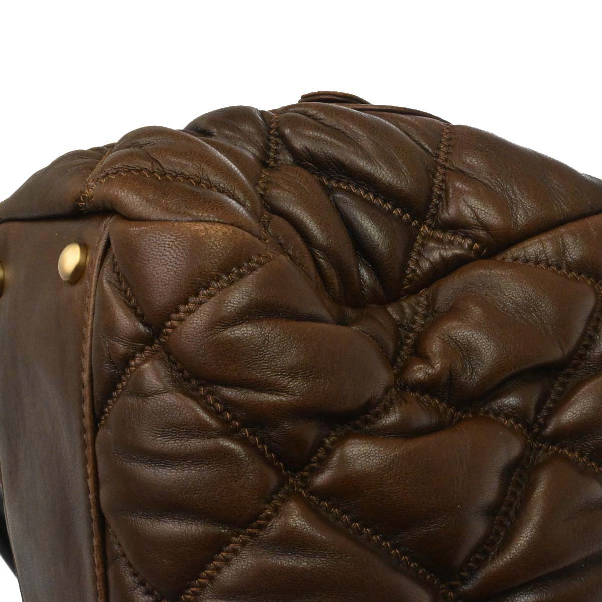 Chanel Brown Lambskin Bubble Quilt Handbag