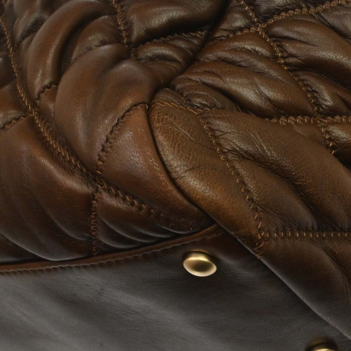 Chanel Brown Lambskin Bubble Quilt Handbag