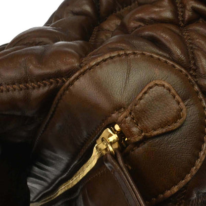 Chanel Brown Lambskin Bubble Quilt Handbag